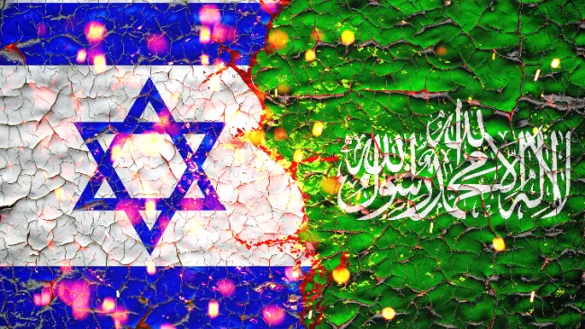 Israel and Hamas flags